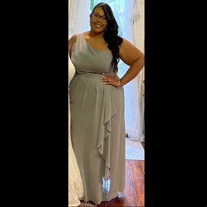 One-Shoulder Chiffon Bridesmaid Dress with Cascade